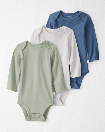 Baby 3-Pack Organic Cotton Rib Bodysuits, 