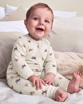 Baby Dog PurelySoft&trade; 2-Way Zip Sleep & Play Pyjamas - Cream, 