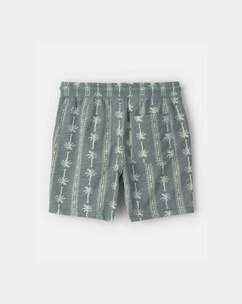 Boys Palm Tree Knit Shorts - Grey/Green, 