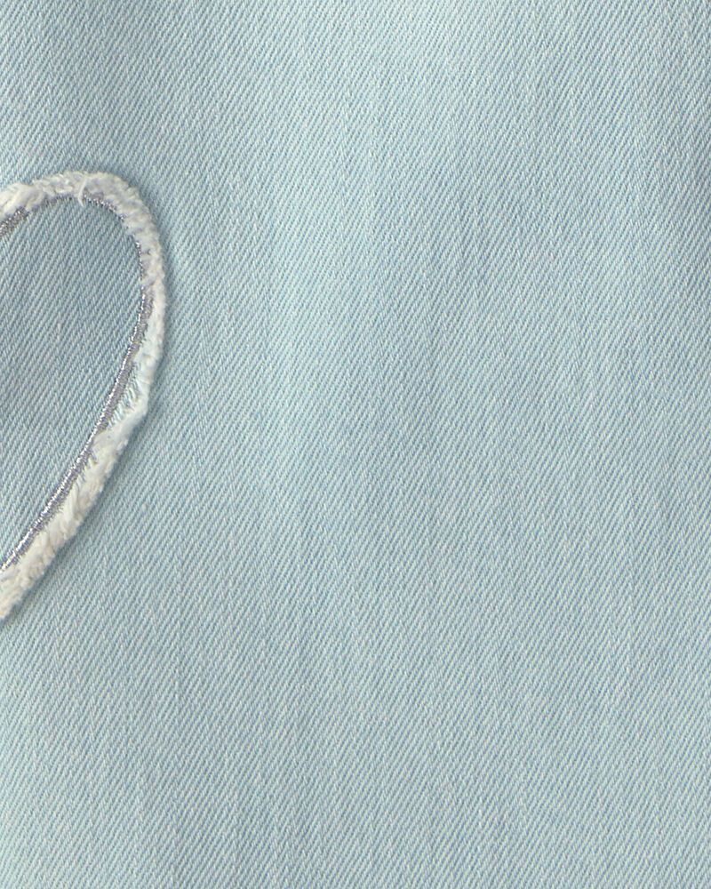 Girls Heart Denim Wide-Leg Jeans - Light Wash, image 4 of 6 slides