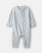 Baby Boy Train 2-Way Zip Long-Sleeve Jumpsuit - Blue, image 1 of 5 slides