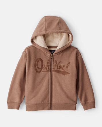 Baby Boy Hooded Zip-Up Jacket - Brown, 
