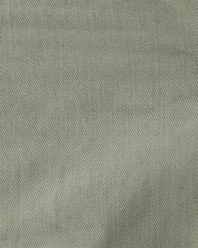 Baby Girl Eyelet Trim Twill Shorts - Olive, image 3 of 4 slides