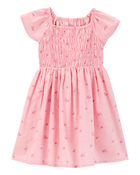 Enfant en bas âge Robe maxi à manches courtes à fleurs - Rose, image 1 sur 4 diapositives
