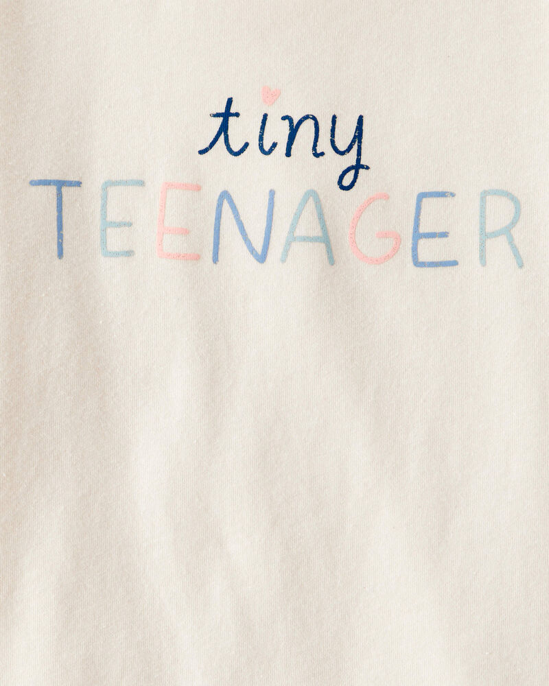 Toddler Girl 'Tiny Teenager' Long-Sleeve Graphic Tee - Cream, image 2 of 3 slides