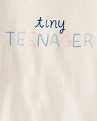 Toddler Girl 'Tiny Teenager' Long-Sleeve Graphic Tee - Cream, image 2 of 3 slides