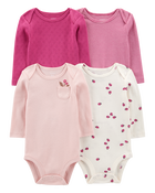 Baby 4-Pack Long-Sleeve Botanical Bodysuits, image 1 of 6 slides