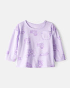 Baby Girl Dog Print Long-Sleeve Peplum Top - Purple, image 1 of 3 slides