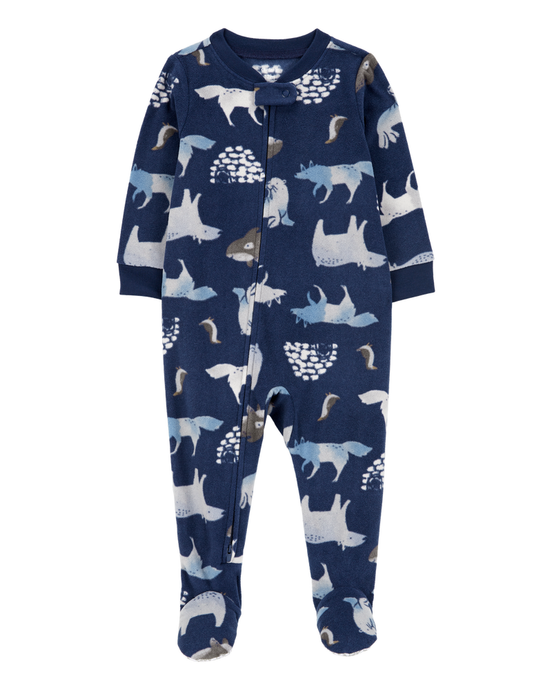 Baby 1-Piece Arctic Animal Print Fleece Footie Pyjamas, image 1 of 4 slides