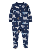 Baby 1-Piece Arctic Animal Print Fleece Footie Pyjamas, image 1 of 4 slides