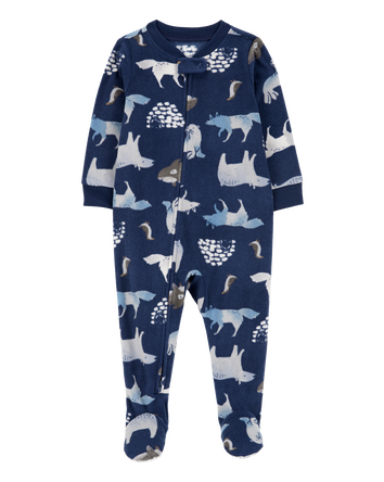 Baby 1-Piece Arctic Animal Print Fleece Footie Pyjamas, 