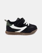 Toddler Boy Striped Sporty Sneakers - Black/White, image 2 of 6 slides