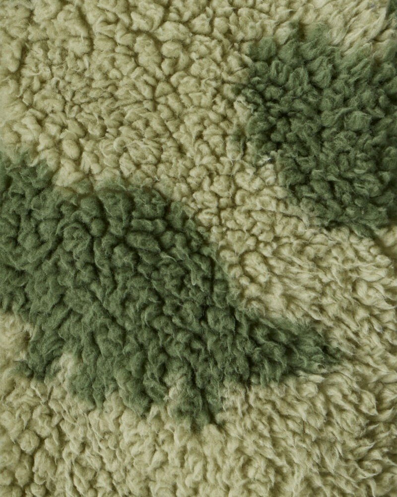 Baby Boy Dinosaur Sherpa Zip-Up Jacket - Green, image 2 of 3 slides