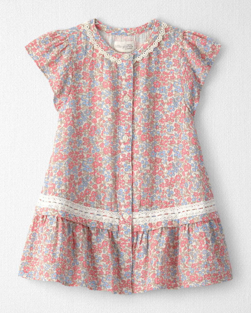 Tout-petit fille - Robe en gaze de coton biologique &agrave; imprim&eacute; floral printanier, image 1 sur 5 diapositives