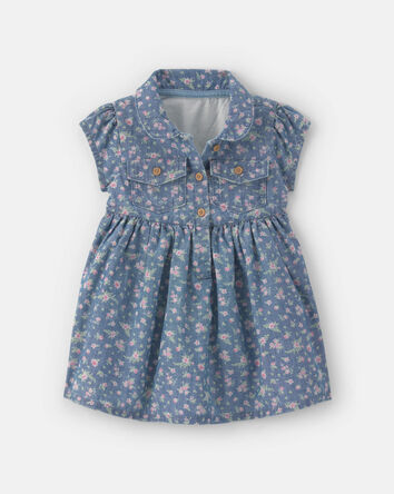 Baby Girl Floral Chambray Dress, 