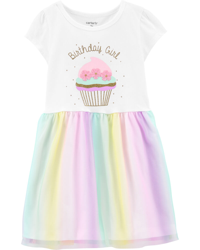 Rainbow Glitter Birthday Girl Tutu Jersey Dress | carters.com