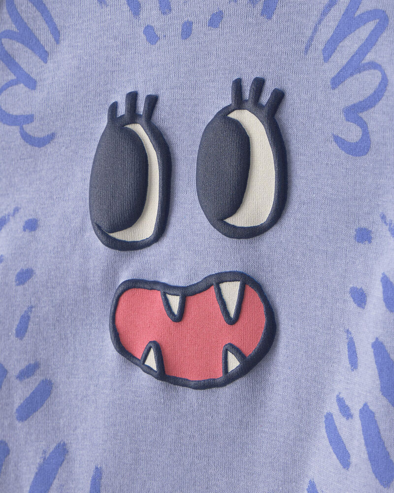 Toddler Girl 4-Piece Monster 100% Cotton Snug Fit Pyjama Set - Blue/Cream, image 5 of 9 slides