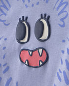 Toddler Girl 4-Piece Monster 100% Cotton Snug Fit Pyjama Set - Blue/Cream, image 5 of 9 slides