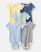 Baby 5-Pack Solid Multipack Bodysuits - Blue/Yellow/Green, image 1 of 7 slides