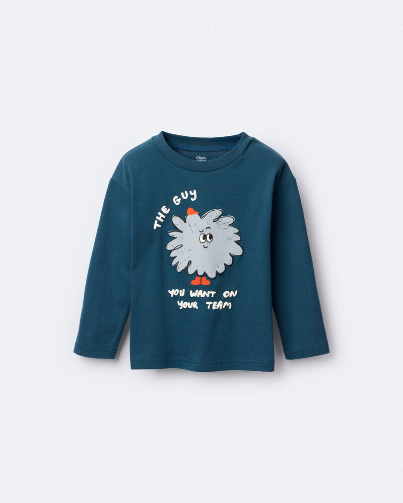 Toddler Boy Squish Character Long-Sleeve Relaxed Graphic Tee - Deep Teal, image 5 of 7 slides