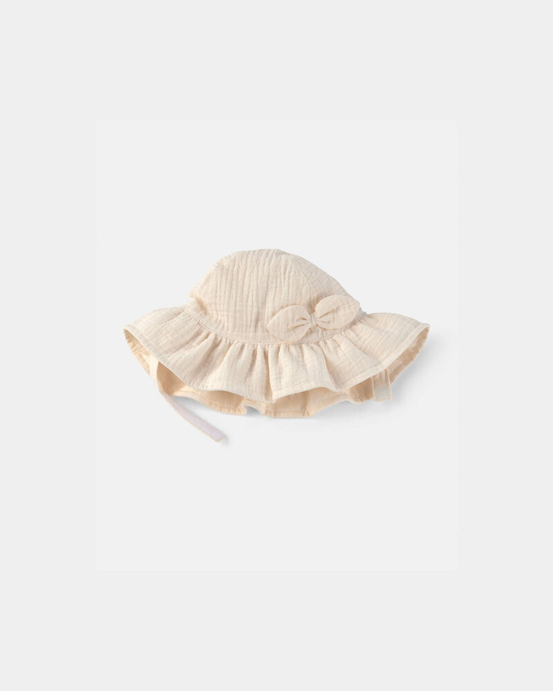 B&eacute;b&eacute; fille - Chapeau de soleil avec n&oelig;ud - Ivoire, image 2 sur 2 diapositives