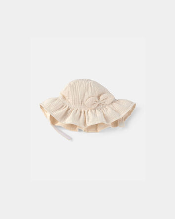 Baby Girl Bow Sun Hat - Ivory, 