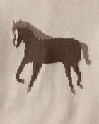 Toddler Organic Cotton Horse Sweater Knit Pullover, image 3 of 3 slides