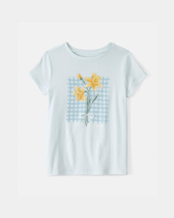 Girls Floral Graphic Tee - Blue, 
