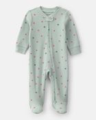 Baby Girl Butterfly Cotton 2-Way Zip Thermal Sleeper - Green, image 1 of 5 slides