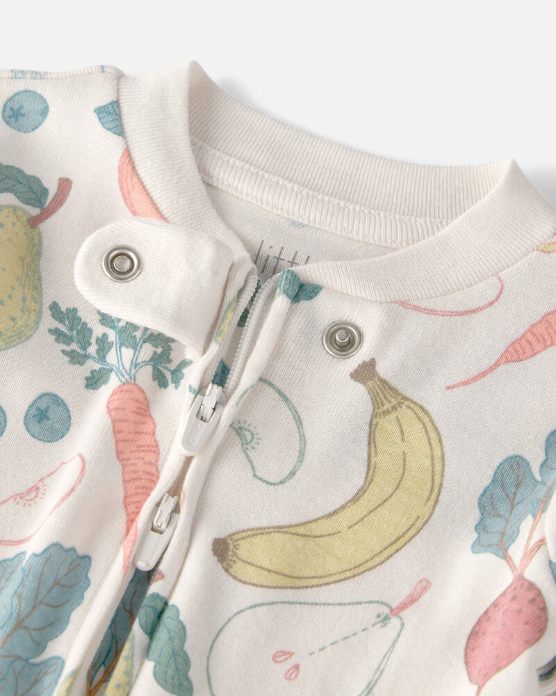 Baby Organic Cotton Sleeper Pyjama in Veggie Fruit Print , image 3 of 5 slides
