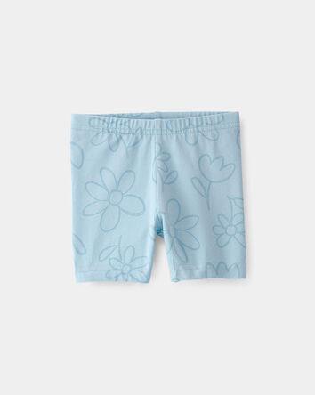 Baby Girl Floral Ladybug Bike Shorts - Blue, 
