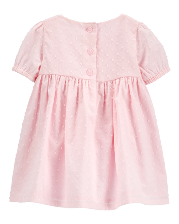 Baby Textured Babydoll Dress- Pink, 