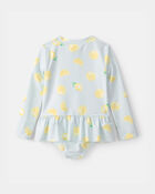 Toddler Girl 1-Piece Lemon Rashguard Swimsuit - Blue, image 2 of 4 slides