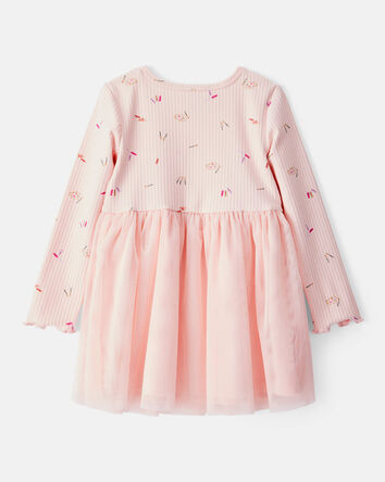 Tout-petit fille - Robe à manches longues à fleurs - Rose, 