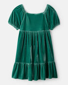 Girls Velvet Short-Sleeve Occasion Dress - Green, image 1 of 5 slides