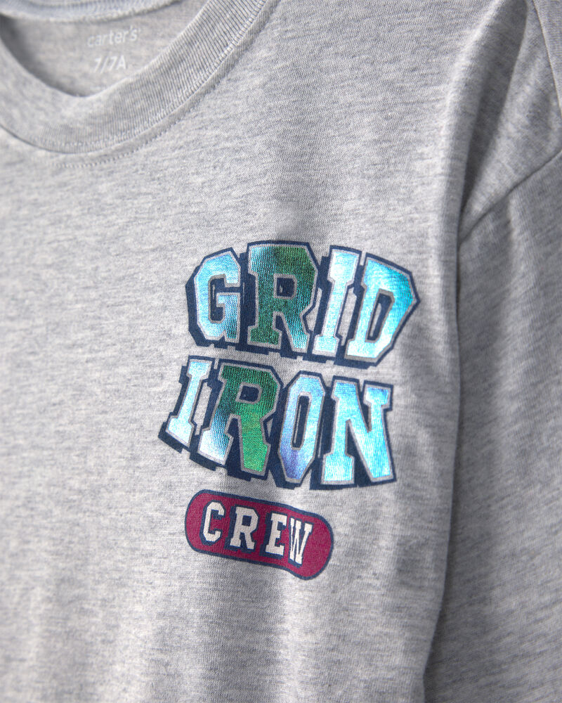 Boys 'Grid Iron Crew' Sports Graphic Tee - Grey, image 3 of 5 slides