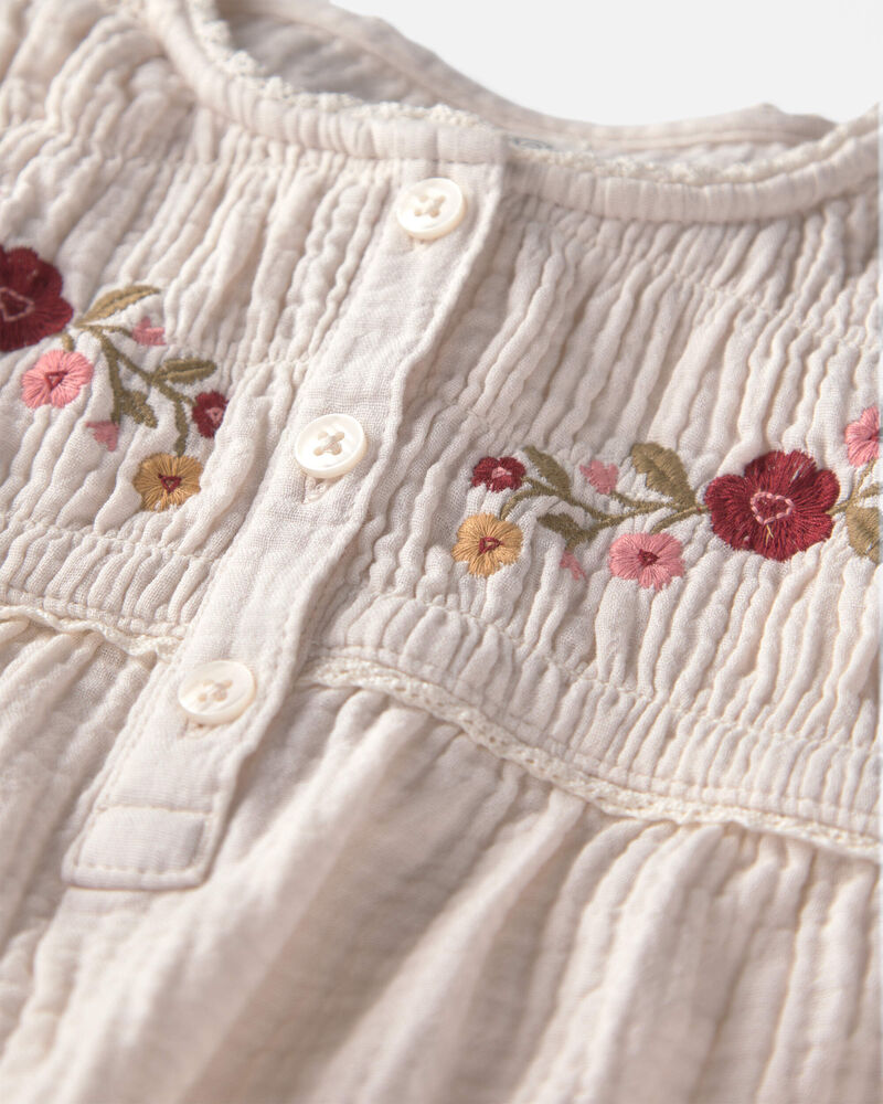 Filles - Haut en gaze de coton biologique avec broderie, image 2 sur 3 diapositives