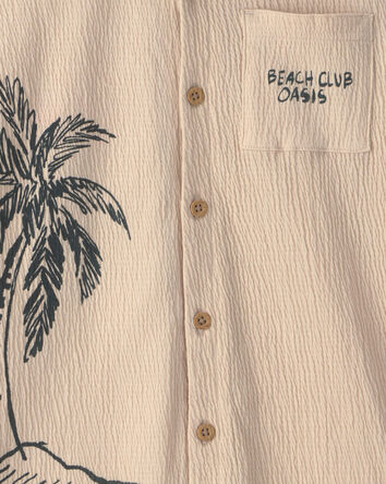 Boys Beach Button-Down Shirt - Tan, 