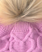 Tout-petit fille - Tuque &agrave; points torsad&eacute;s et c&oelig;urs Kombi - Rose, image 3 sur 3 diapositives