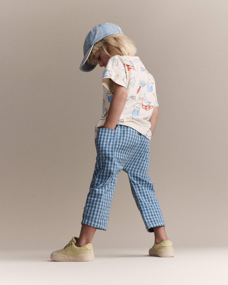 Tout-petit - Pantalon de jeu en seersucker avec poches - Bleu, image 2 sur 8 diapositives