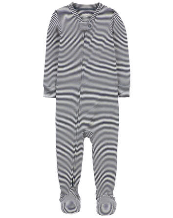 1-Piece Striped PurelySoft Footie Pyjamas, 