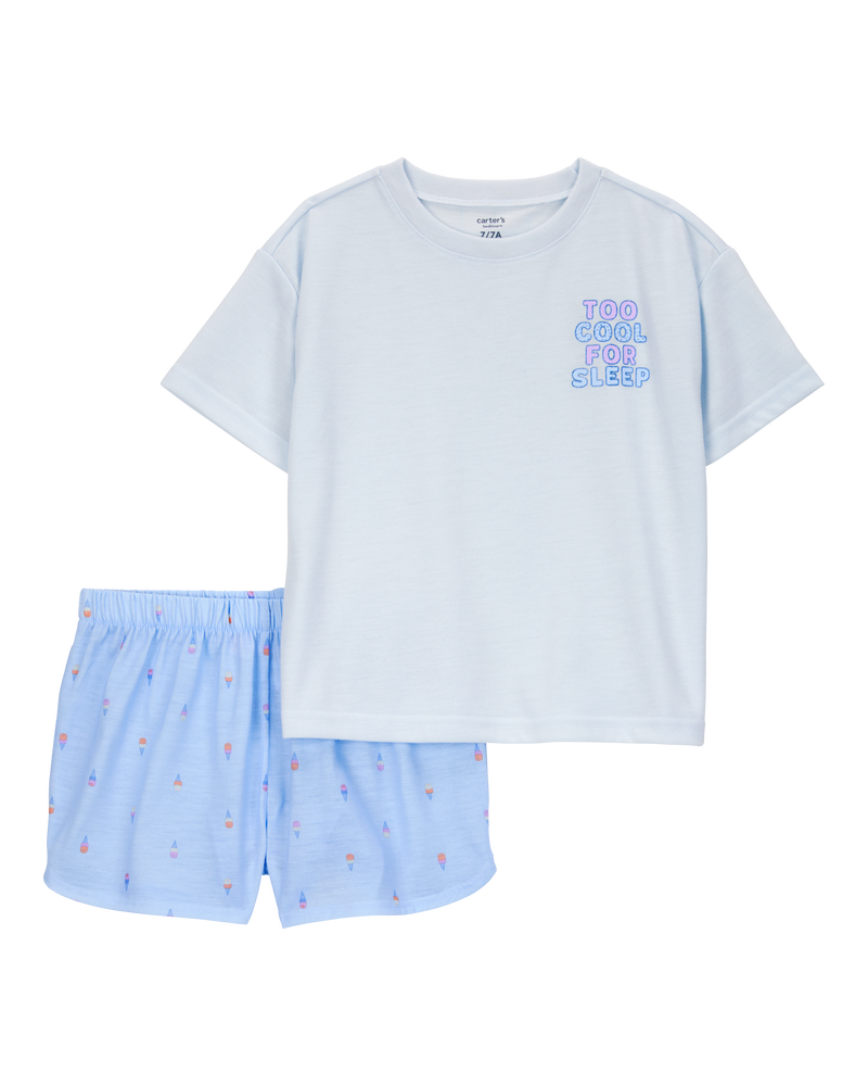 Girls Ice Cream Print Loose Fit 2-Piece Pyjamas - Blue, image 1 of 4 slides