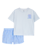 Girls Ice Cream Print Loose Fit 2-Piece Pyjamas - Blue, image 1 of 4 slides