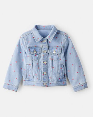 Toddler Girl Heart Denim Jacket - Light Wash, 