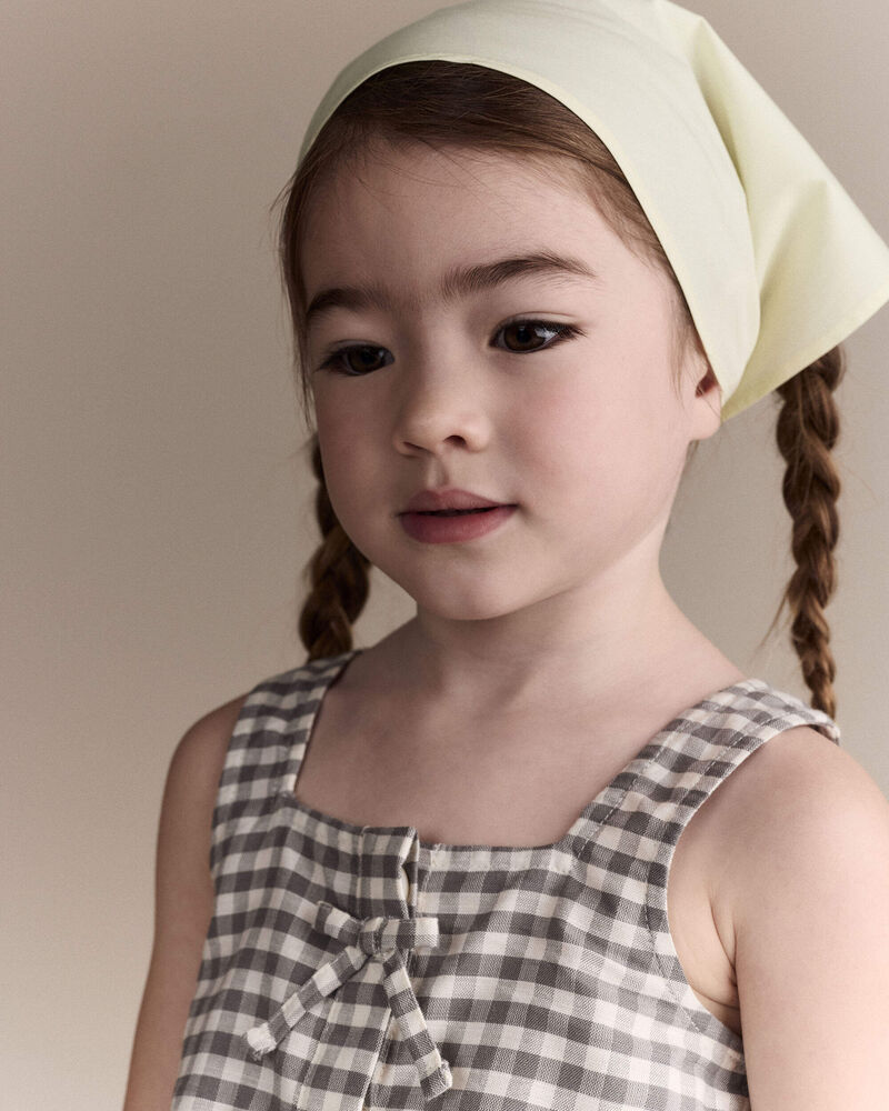 Tout-petit fille - Haut p&eacute;plum &agrave; n&oelig;uds en guingan - Cr&egrave;me/Gris, image 6 sur 6 diapositives