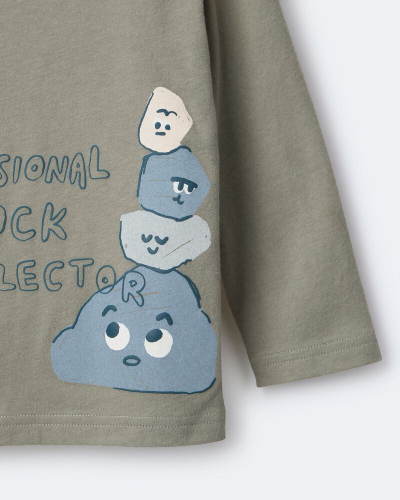 Toddler Rock Collector Long-Sleeve Relaxed Graphic Tee - Olive, image 7 of 7 slides