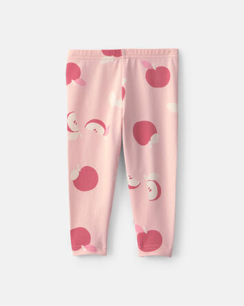 B&eacute;b&eacute; fille - Legging extensible &agrave; motif pomme &ndash; Rose, 
