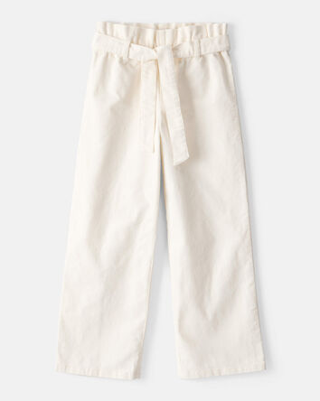 Girls Corduroy Wide-Leg Pants - Ivory, 