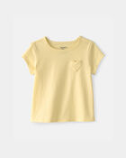 Baby Girl Heart Pocket Top - Yellow, image 1 of 3 slides