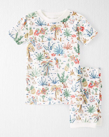 Baby Organic Cotton Pyjamas Set in Tropical Print, 
